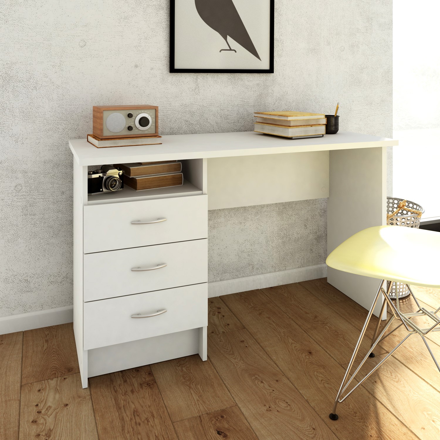 Read more about White office desk with 3 drawers function plus